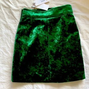 Sandro green velvet skirt